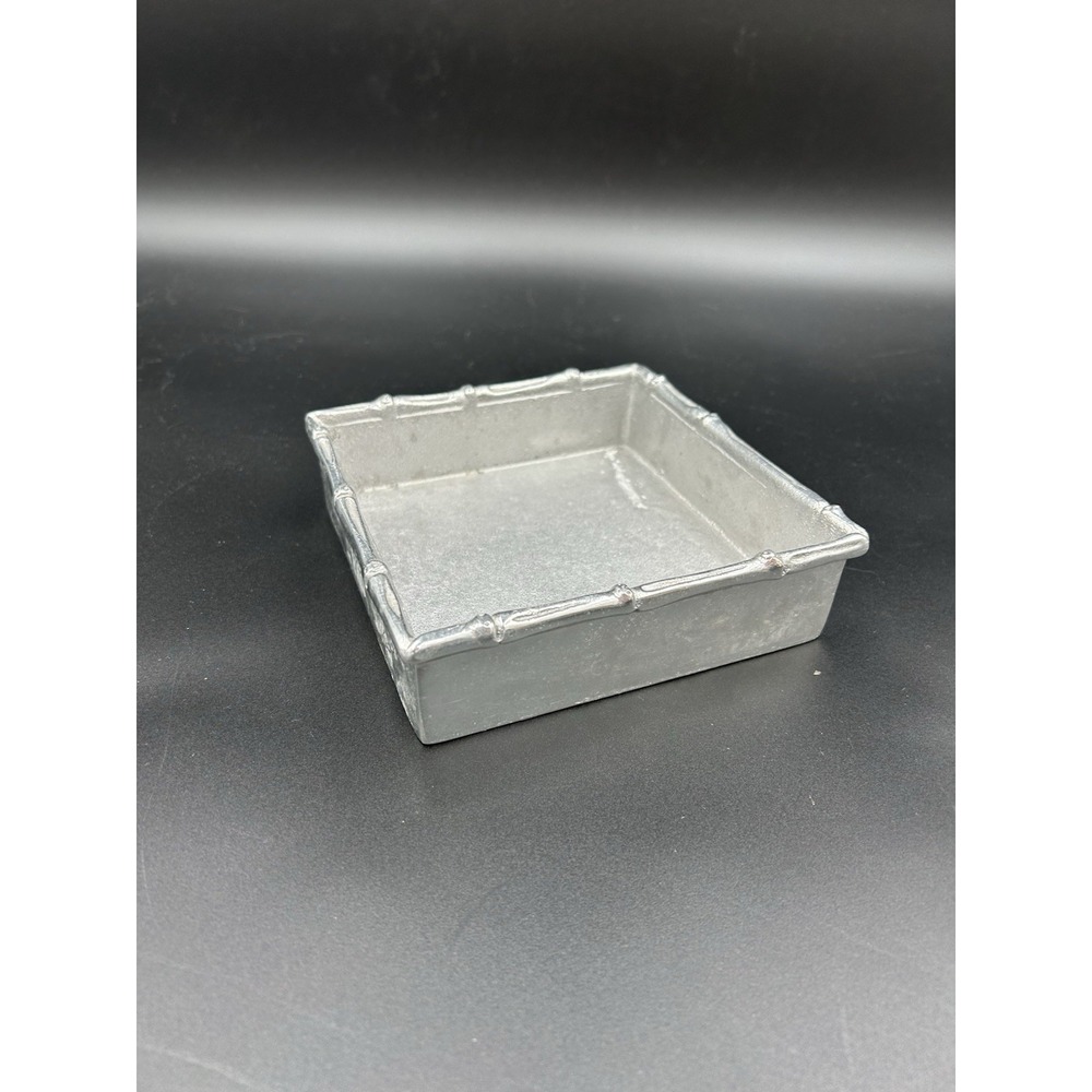 MARIPOSA Recycled Aluminum Bamboo Edge NAPKIN HOLDER or Trinket Box 5.5" Square